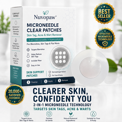 ✨Nuvopaw®2-in-1 Microneedle & Hydrocolloid Patch🍀| Removes Raised Moles, Acne, Flat Warts & Skin Tags | Helps Improve Wrinkles, Scars & Blemishes | Invisible Patches for Face & Body